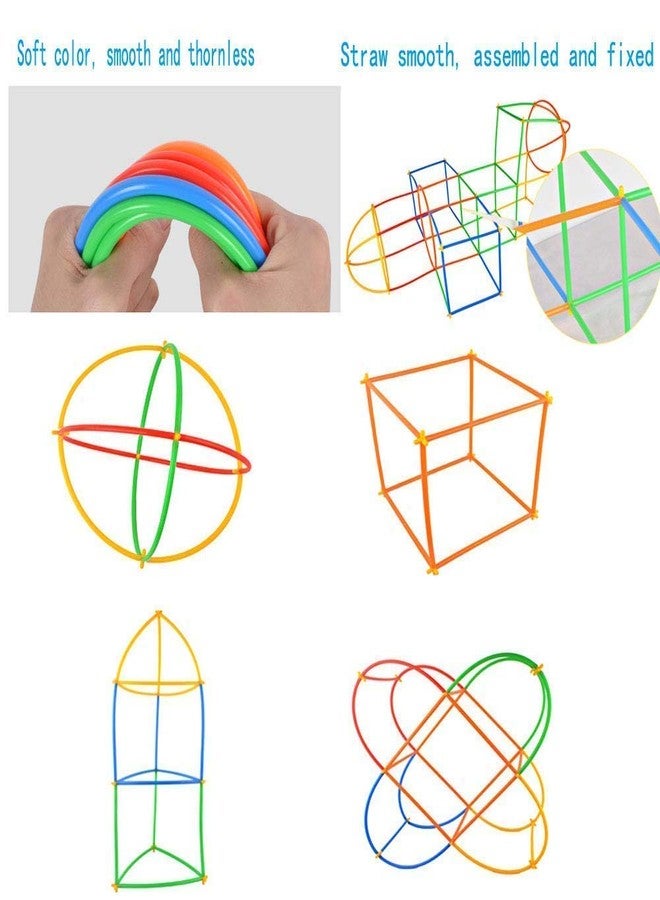NIYANETAIL Baby Building Construction Puzzle Children's Puzzle Straw Blocks Pipette Stitching Assembly Straw Build Blocks Creative Toy- Multi Color - Image 4